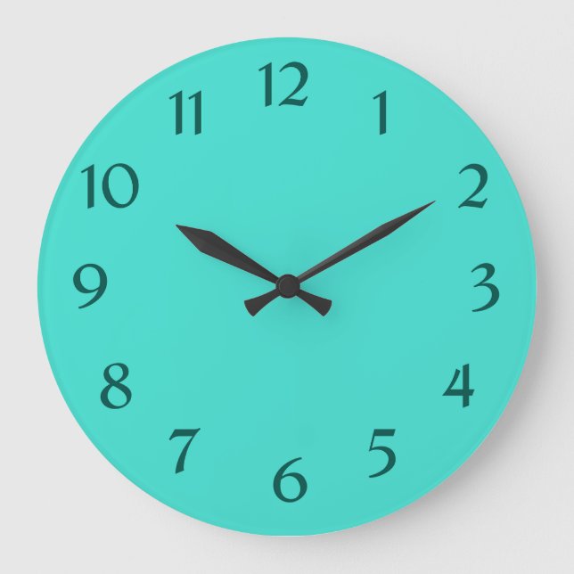 Moderne türkisblaue Ästhetik Große Wanduhr (Vorderseite)