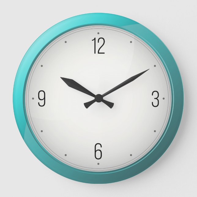Moderne türkisfarbene Runduhren Große Wanduhr (Vorderseite)