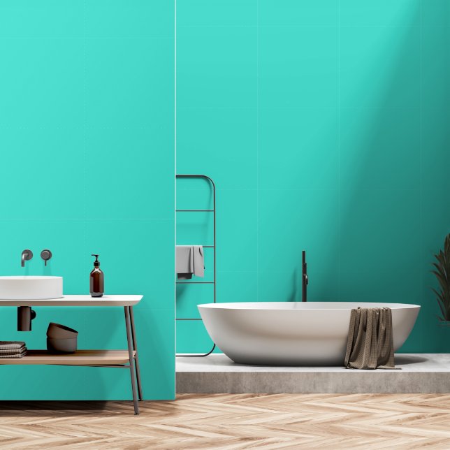 Moderne türkisfarbene Schlichte Solid Color Aquama Tapete (Badezimmer)