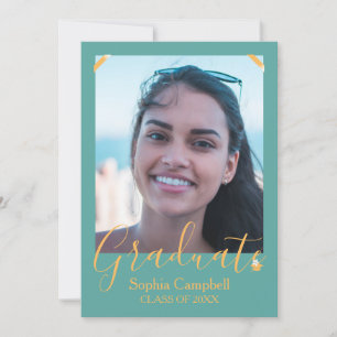 Moderne Turquoise couleur Graduation Invitation
