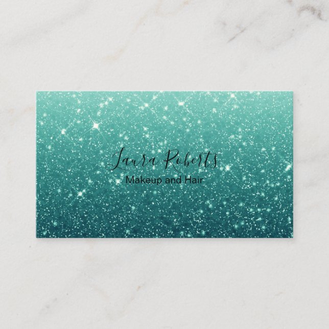Moderne Turquoise Glitzer Business Card Visitenkarte (Vorderseite)