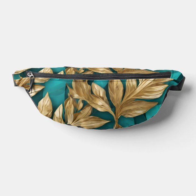 Moderne Turquoise Gold Boho Blätter Collection Bauchtasche (Ablage )