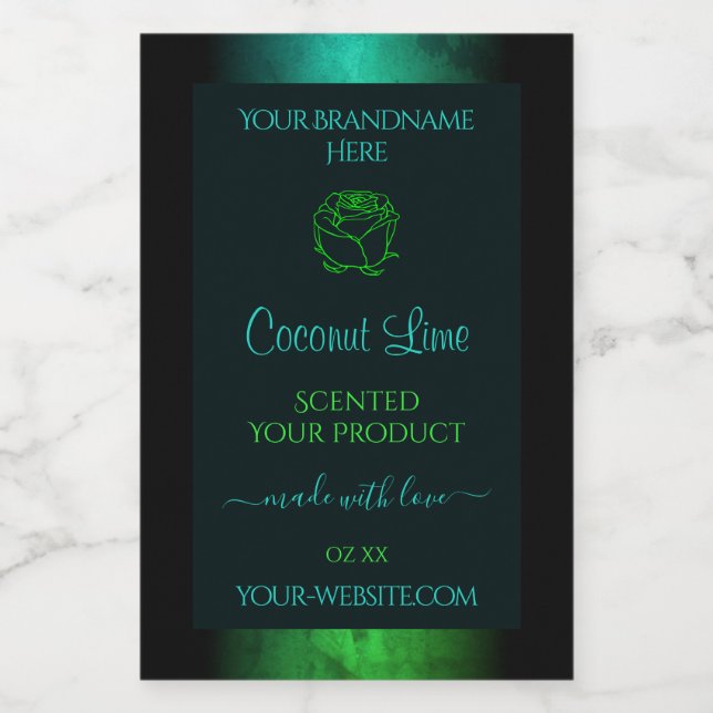 Moderne Turquoise vert marbré Étiquettes de produi (Étiquettes simples)