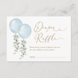 Moderne Twin Blue Balloons Eukalyptus Diaper Raffl Begleitkarte
