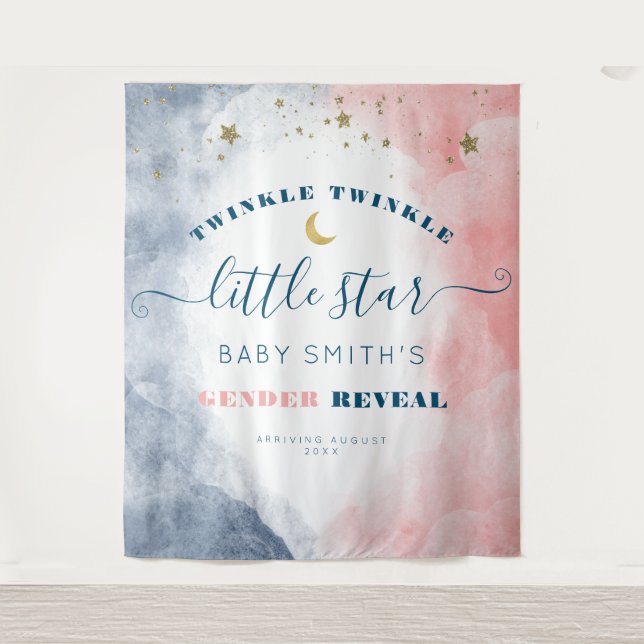 Moderne Twinkle Twinkle Gender-Enthüllung Hintergr Wandteppich (Vorderseite)