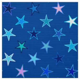 Moderne Twinkler Stars, Cobalt Blue und Türkis Stoff
