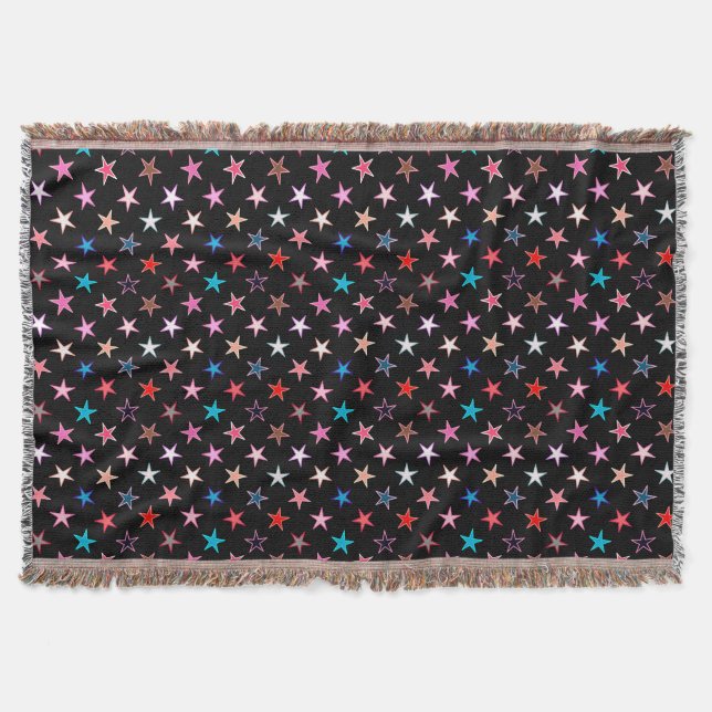 Moderne Twinkler Stars, Juwelenfarben auf schwarz Decke (Vorderseite)