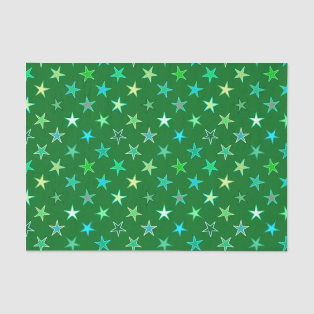 Moderne Twinkler Stars, Smaragd und Limettengrün Seidenpapier (Vorderseite)
