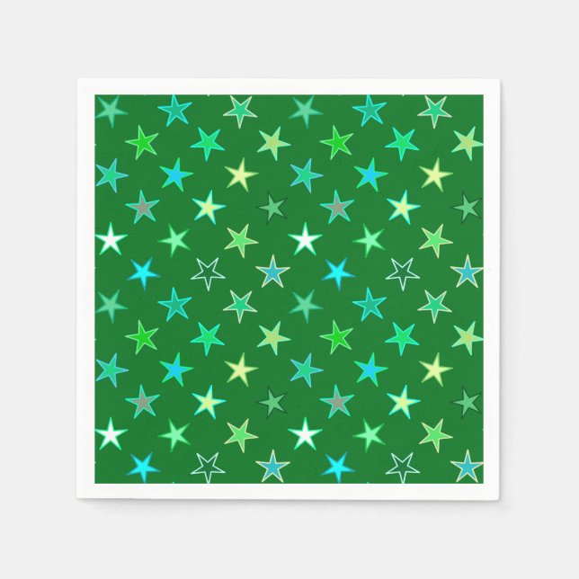 Moderne Twinkler Stars, Smaragd und Limettengrün Serviette (Vorderseite)
