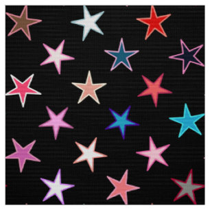 Moderne Twinkling Stars, Juwel Colors auf Schwarz Stoff