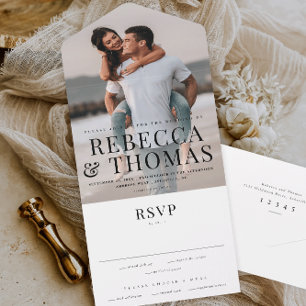 Moderne Typ-Namen Einfache Foto-Hochzeit All In One Einladung