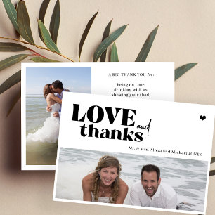 Moderne Typografie 2 Fotos Hochzeit danke Einladung