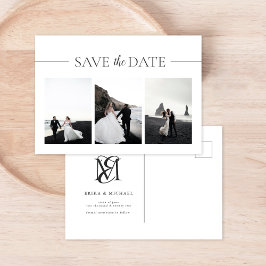 Moderne Typografie 3 Foto Wedding Save the Date Ankündigungspostkarte