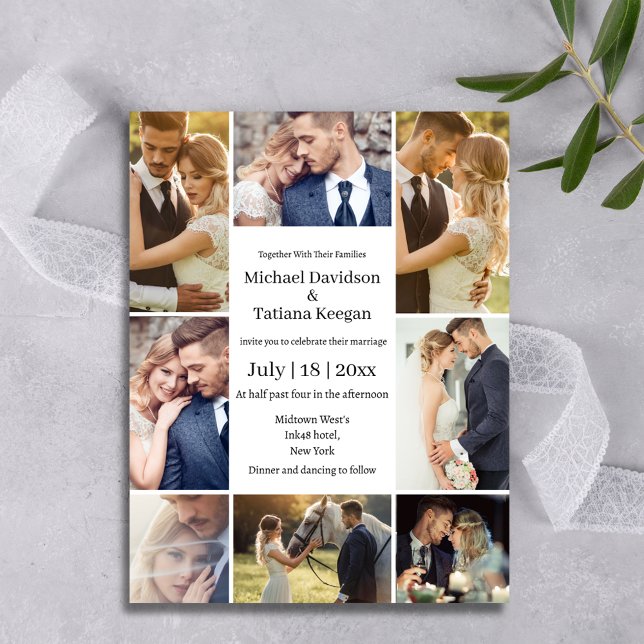 Moderne Typografie 8 Fotos Collage Hochzeitsszic Einladung (Von Creator hochgeladen)