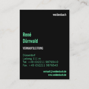 Moderne Typografie auf Schwarz Visitenkarte