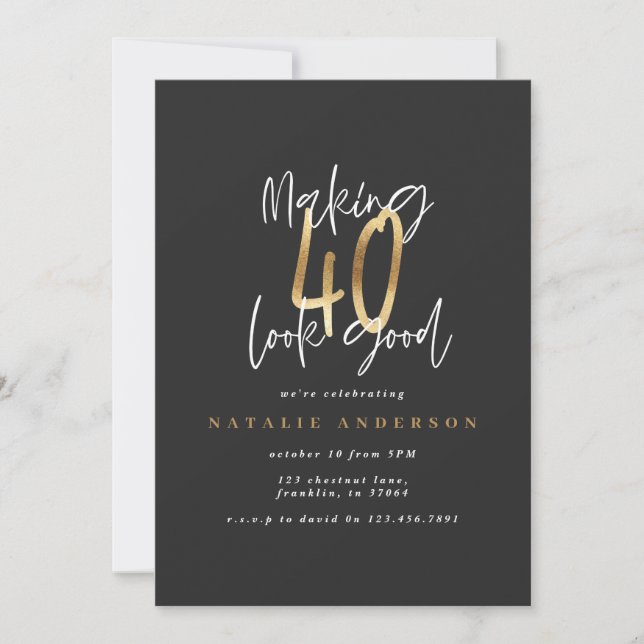 Moderne Typografie aus Schwarz und Gold aus dem 40 (Vorderseite)