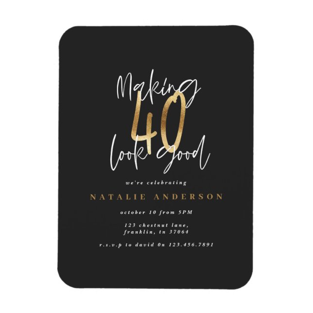 Moderne Typografie aus Schwarz und Gold aus dem 40 Magnet (Vertikal)