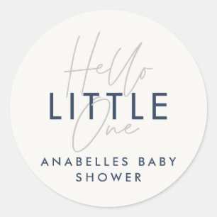 Moderne Typografie Babydusche Hallo Kleine Runder Aufkleber