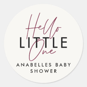 Moderne Typografie Babydusche Hallo Kleiner Runder Aufkleber