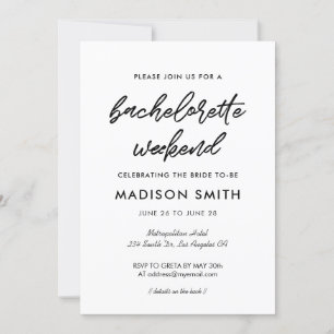 Moderne Typografie Bachelorette Weekend Party Einladung