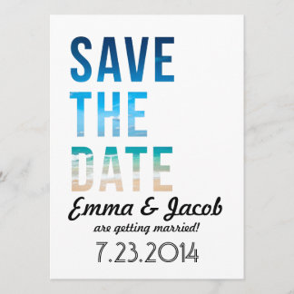 Moderne Typografie Beach Hochzeit Save the Date Einladung