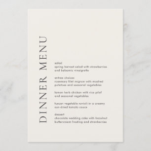 Moderne Typografie Beige Elegante Hochzeit Menükarte
