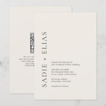 Moderne Typografie Beige Eleganter QR-Code Hochzei
