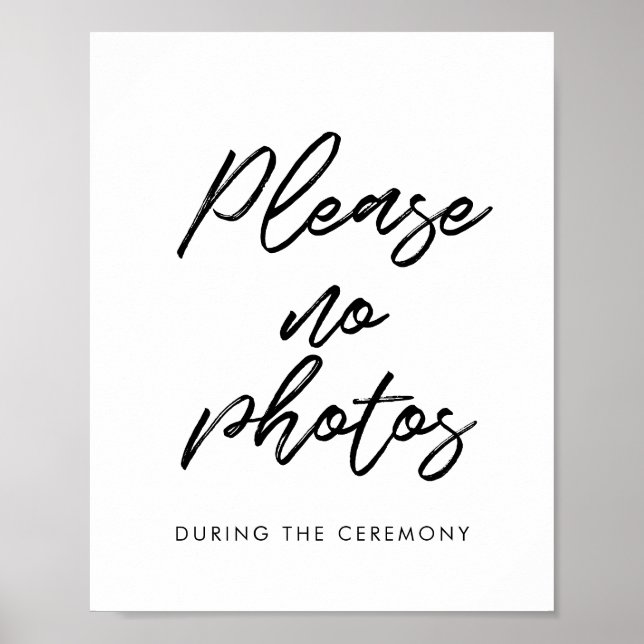 Moderne Typografie Bitte keine Fotos Hochzeitsstif Poster (Vorne)