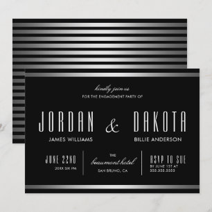 Moderne Typografie Black & Silver Engagement Party Einladung