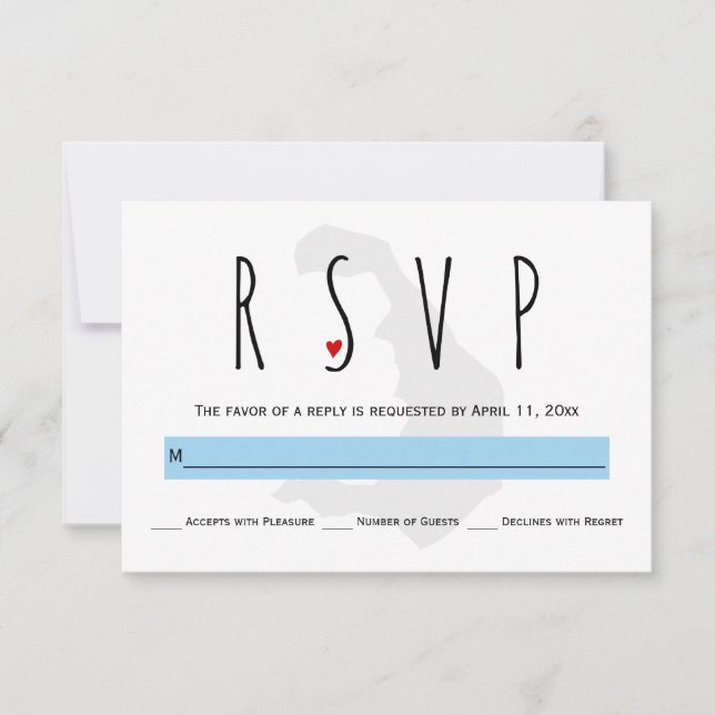 Moderne Typografie Blau Santorini Hochzeit RSVP Ka Karte (Vorderseite)