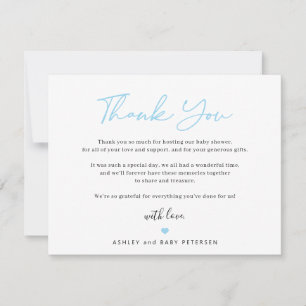 Moderne Typografie blaue Schrift Junge Baby-Party Dankeskarte
