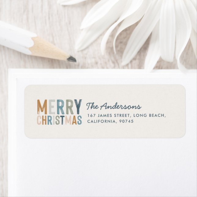 Moderne Typografie blaue Terrakotta Weihnachtsschr (Insitu)