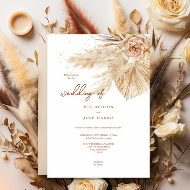Moderne, Typografie-Boho-Hochzeit im Herbst Einladung (Von Creator hochgeladen)