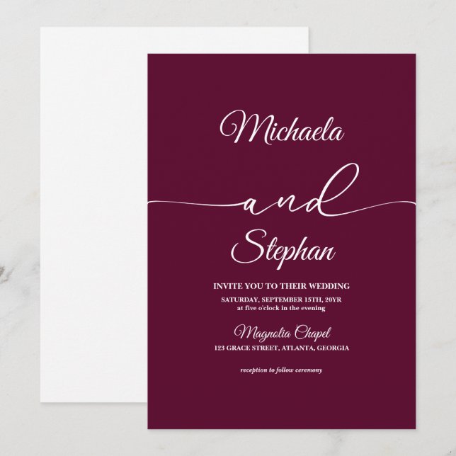 Moderne Typografie | Bold Bellisia Wedding Einladung (Vorne/Hinten)
