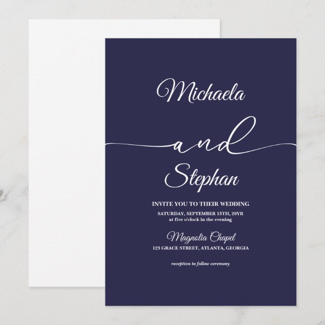 Moderne Typografie | Bold Bellisia Wedding Einladung (Vorne/Hinten)