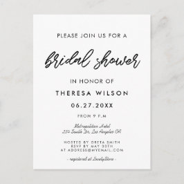 Moderne Typografie Bridal Dusche Einladung Postkarte