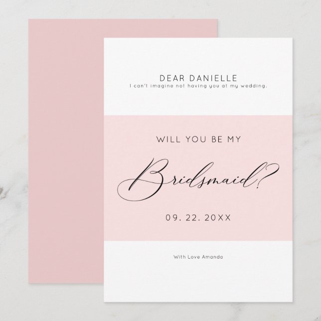 Moderne Typografie Bridesmaid minimalistisch einla Einladung (Vorne/Hinten)