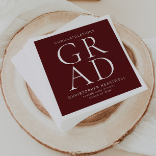 Moderne Typografie Burgundy White Graduation Party Serviette