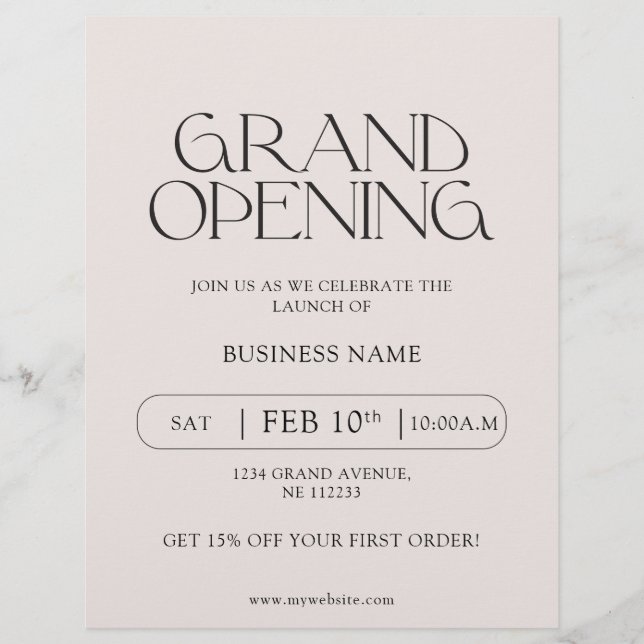 Moderne Typografie Business Grand Opening Flyer (Vorne)