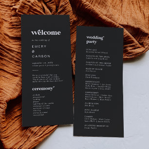 Moderne Typografie   Charcoal Gray Wedding Program Programm
