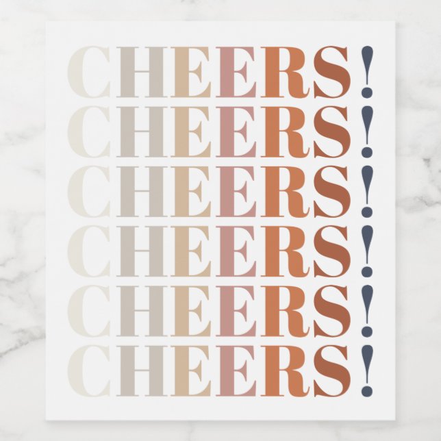 Moderne Typografie Cheers Weinetikett (Einzelnes Label)