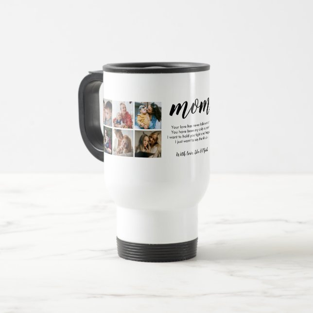 Moderne Typografie-Collage-Geschenk für Mama Reisebecher (Vorderseite Links)