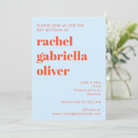 Moderne Typografie Cool Blau Orange Bat Mitzvah