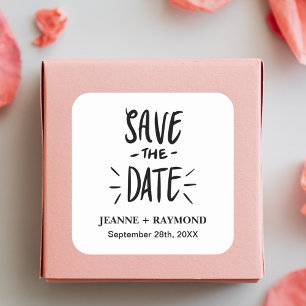 Moderne Typografie Custom Wedding Save the Date Quadratischer Aufkleber