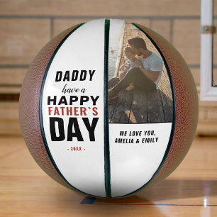 Moderne Typografie Daddy Happy Vatertag Foto Basketball