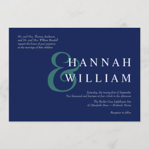 Moderne Typografie Deep Blue Wedding Einladungen