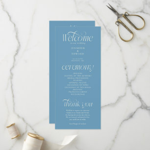 Moderne Typografie Denim Blaues Hochzeitsprogramm Programm