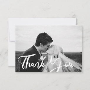 Moderne Typografie des Hochzeitschwarz-Weiß-Fotos  Dankeskarte