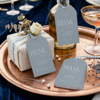 Moderne Typografie Dusty Blue Hochzeit Danke  Geschenkanhänger