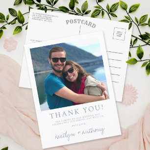 Moderne Typografie Dusty Blue Minimalistisches Fot Postkarte